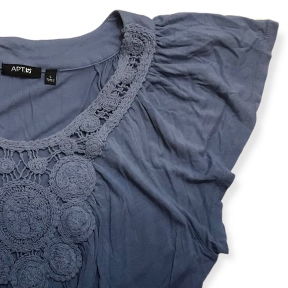 Apt. 9 Ombré Crochet Tunic Top, Boho Dip Dye Long Ombre Stretch Beach Blue Large - Picture 8 of 13